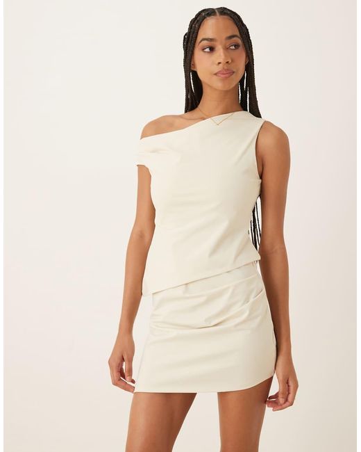 ASOS Natural Co-ord Twist Off Shoulder Top