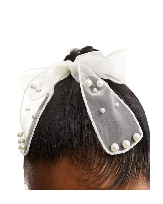 True Decadence Black Pearl Detail Organza Hair Bow