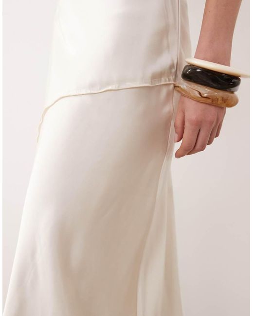 Aware Natural Satin Maxi Skirt With Drop Waist