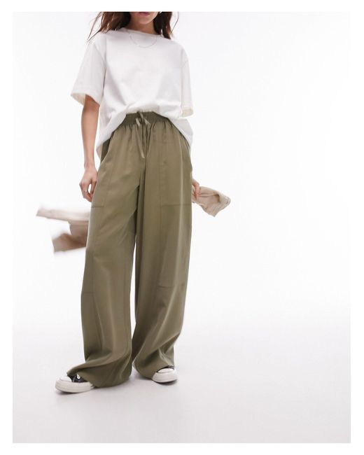 TOPSHOP White Pull On Wide Leg Pants