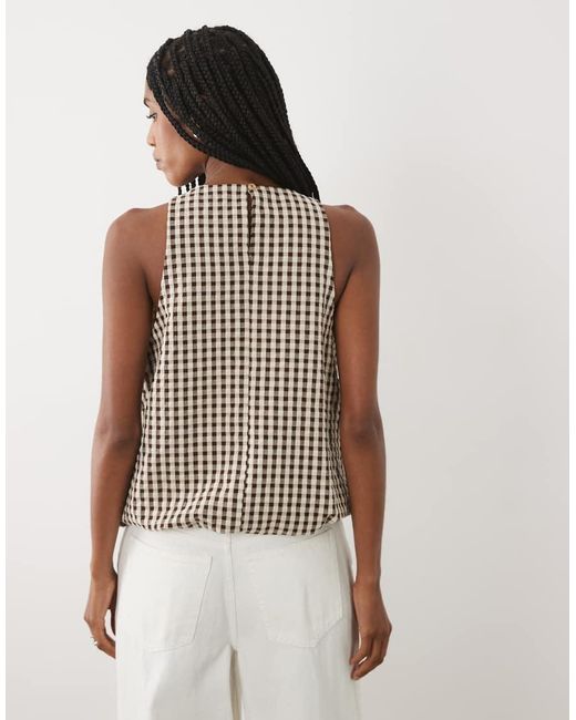 ASOS Brown Bubble Hem Halter Neck Top Co Ord