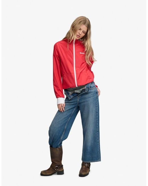 Bench x Superdry & Co Red Hooded Shell Zip Jacket