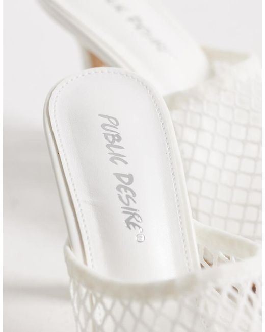 Public Desire White Ada Mesh Heeled Mules