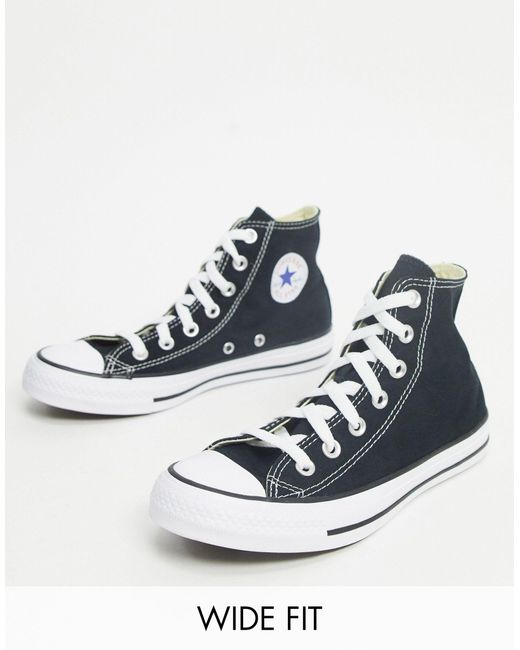 Converse Wide Fit Chuck Taylor All Star Hi Trainers in Black | Lyst  Australia