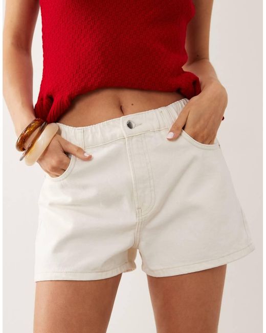 River Island Red Elasticized A-line Denim Shorts