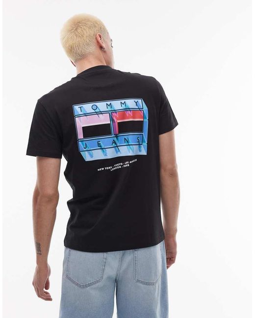 Tommy Hilfiger Blue Blurry Flag Back Print T-shirt for men