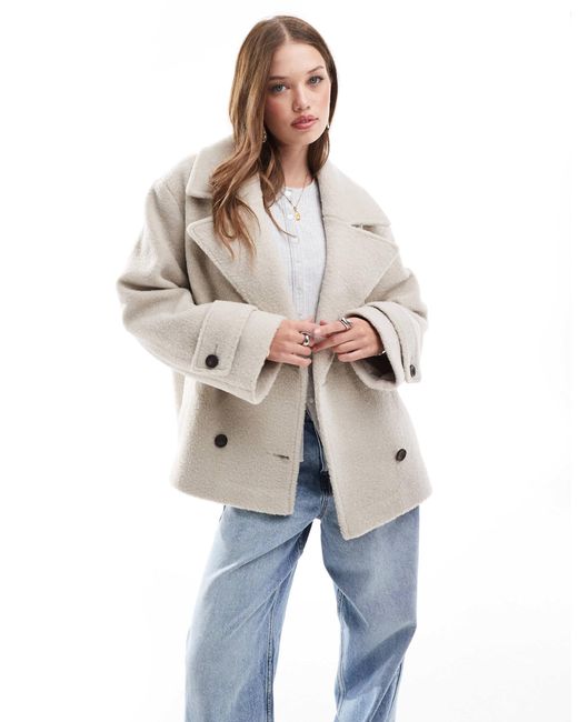 ASOS Blue – kuschelige bouclé-cabanjacke aus wollimitat