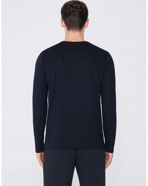 Tezenis Blue 100% Cotton Long Sleeve Round Neck Top for men