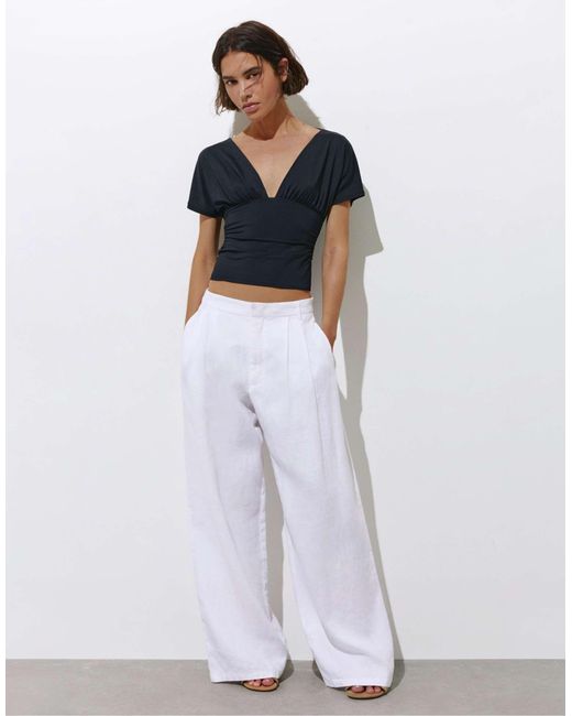 Pull&Bear Blue – gerafftes oberteil