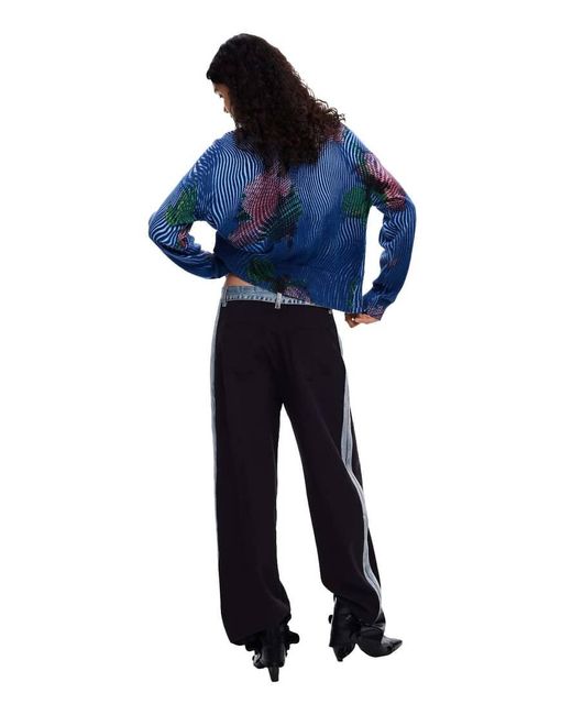 Desigual Blue Floral Cardigan Sweater