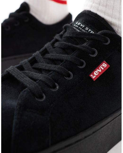 Levi's Black Tijuana – plateau-sneaker aus em velours mit roter logolasche