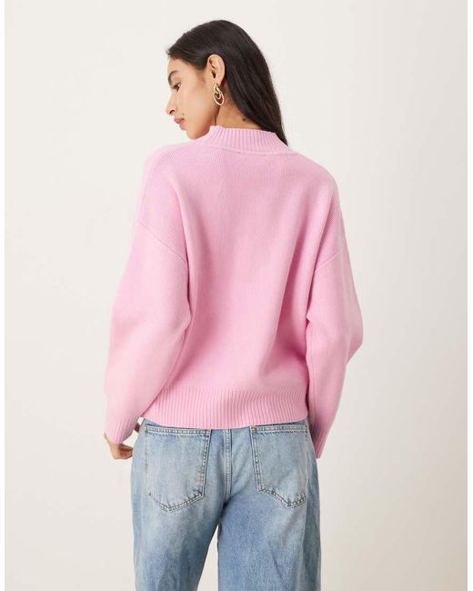 Mango Pink High Neck Jumper