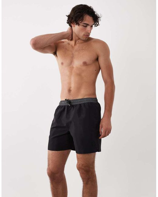 River Island Black Colour Block Swim Shorts for men