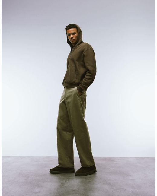 ASOS Green Smart Cotton Wide Leg Corduroy Pants for men