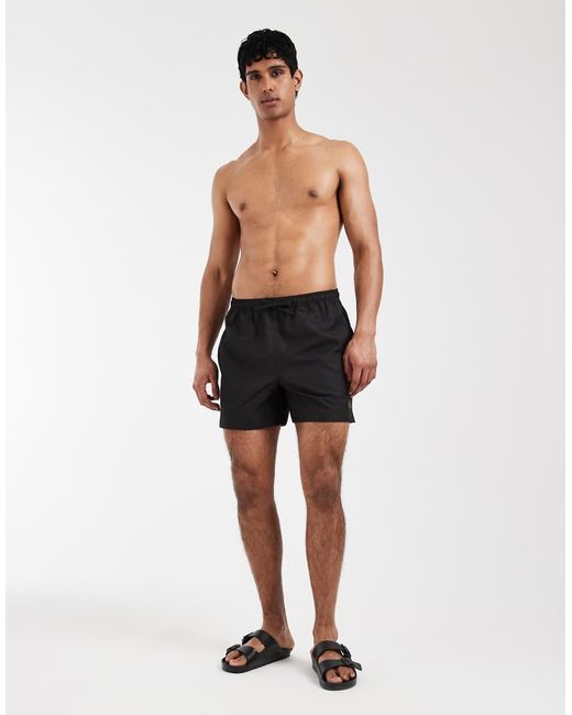 Fred Perry Black Drawstring Logo Swim Shorts for men
