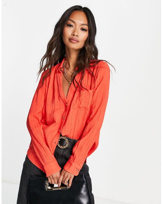River Island Textu Shirt in Red | Lyst