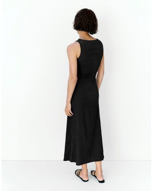 Pull&Bear White Gathered Knot Midi Dress