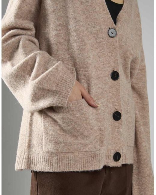 Glamorous Natural Button-Front V-Neck Cardigan