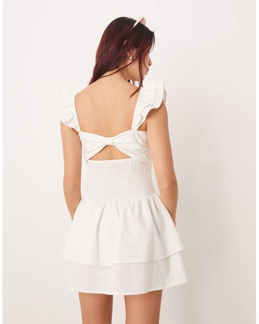 esmé studios Natural Esmee Shirred Beach Dress With Frill Straps
