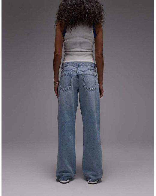 Vaqueros Descoloridos De Talle Bajo Y Pernera Ancha Ember De -Azul TOPSHOP de color Gray