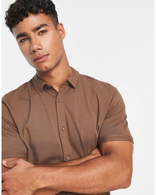 Camisa chocolate ajustada New Look de hombre de color Marrón |