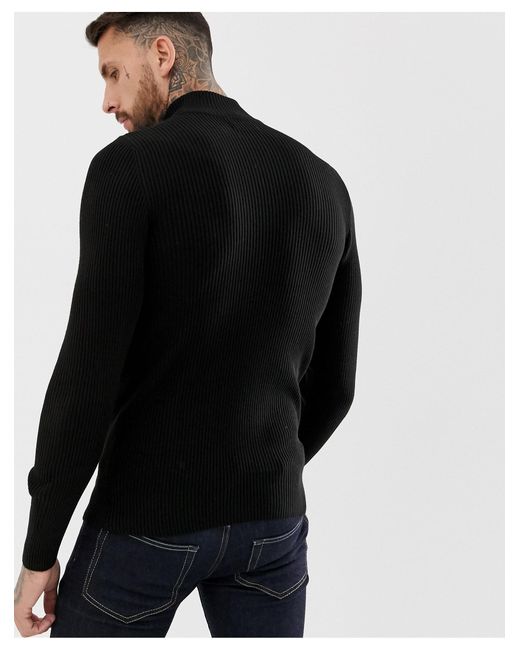 muscle fit half zip jumper