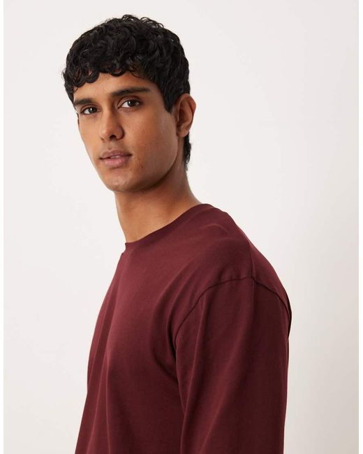 ARKET Red Pure Cotton Jersey Oversized High Neck Long Sleeve T-shirt for men