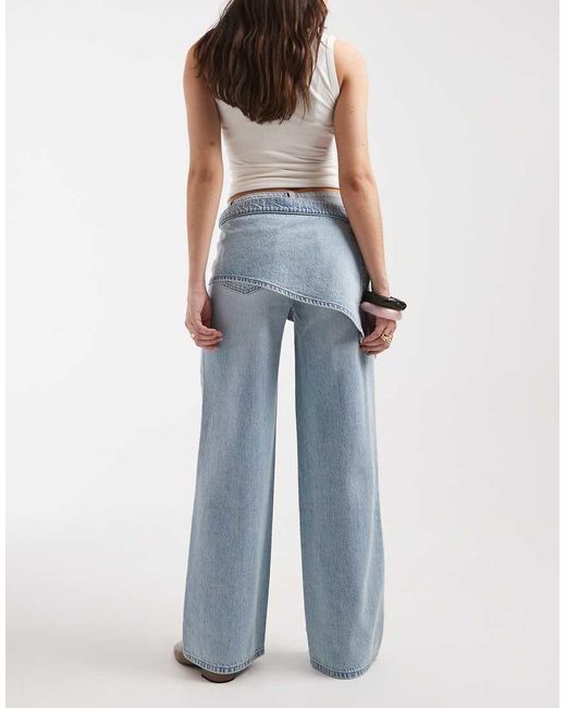 Mango Blue Teen Wide Leg Jeans With Scarf Detail
