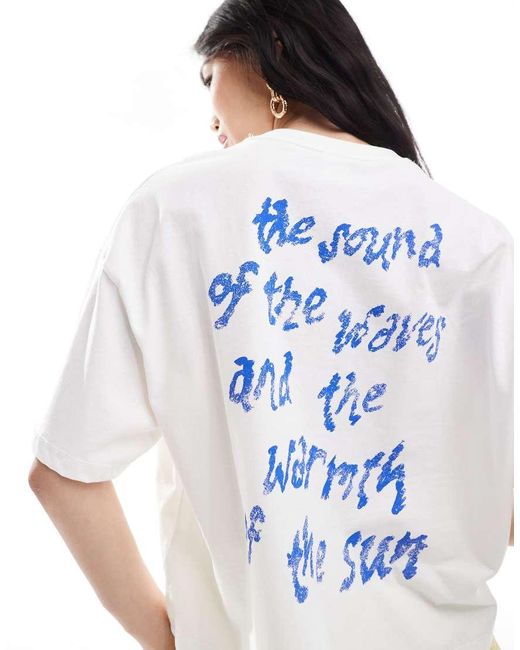 Bershka White Star Print Oversized T-shirt