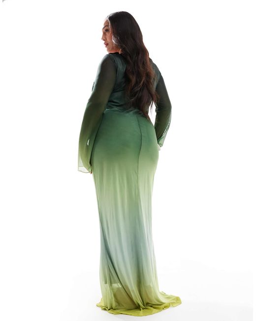Vero Moda Green – langärmliges netzstoff-kleid