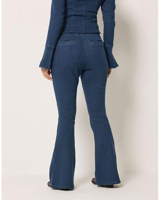 PixieGirl Blue Petite Zip Front Kick Flare Jeans