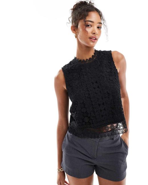 Morgan Black Lace High Neck Top