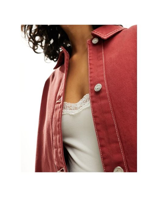 Red contrast stitch deals denim jacket