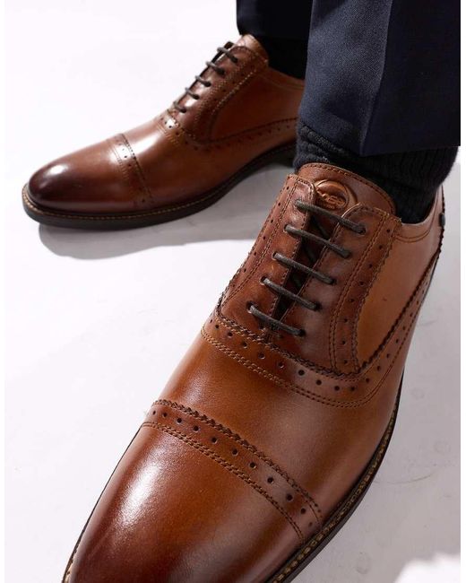 Base London Blue Ascot Toe Cap Oxford Shoe for men