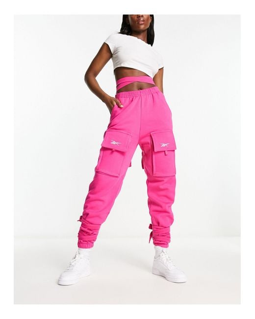 Reebok X Cardi B High Waisted Sweatpants in Pink