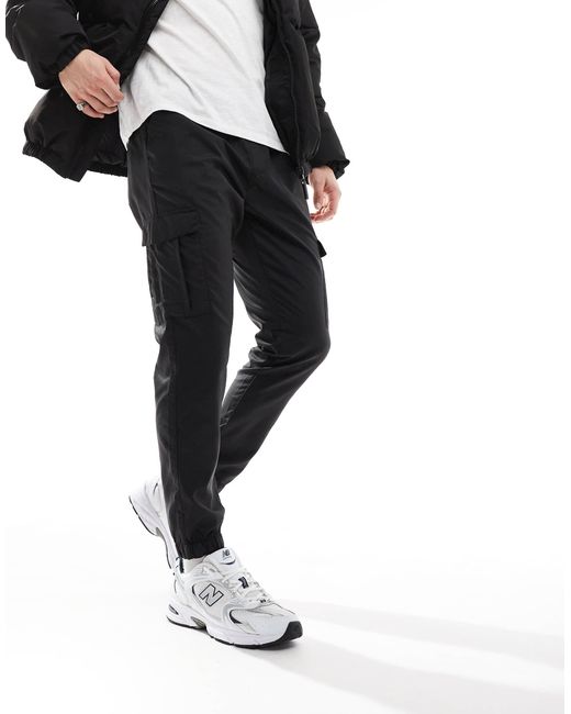 French Connection Black French Connection Utility Tech Cargo Trousers for men