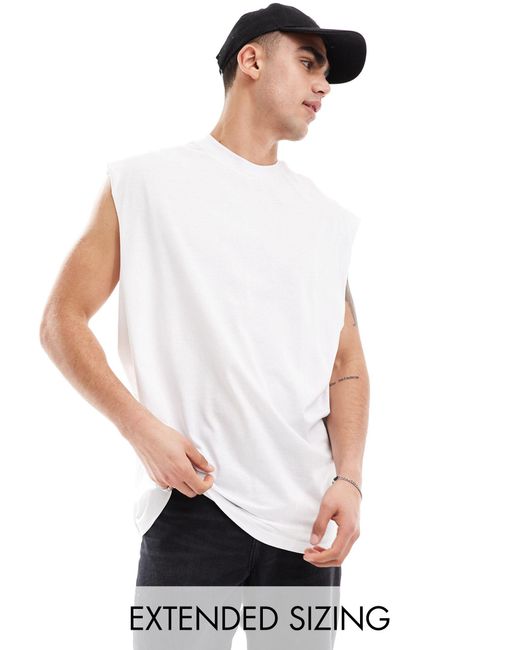 ASOS White Oversized Fit Vest With Dropped Armholes for men