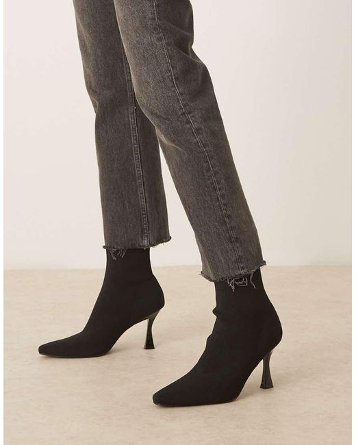 ASOS Natural Wide Fit Reagan Chisel Toe Sock Boots