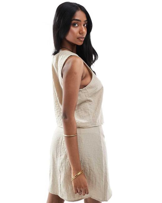 ONLY Natural Tie Front Vest Co-ord