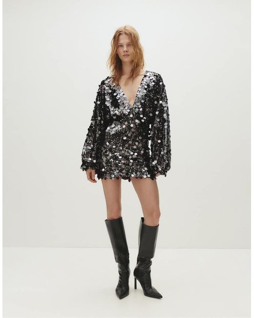 Vestito Corto Con Paillettes di Pull&Bear in Black