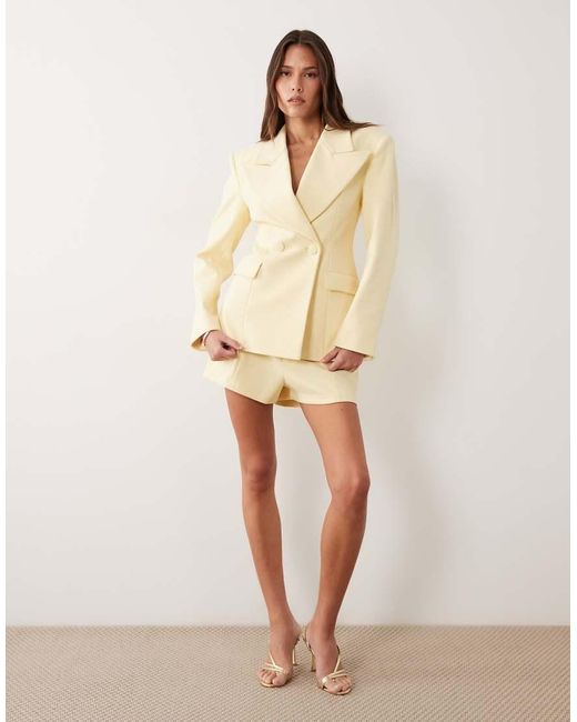 Wanderdoll Natural Exclusive Charlotte Oversized Lapel Cinch Waist Blazer