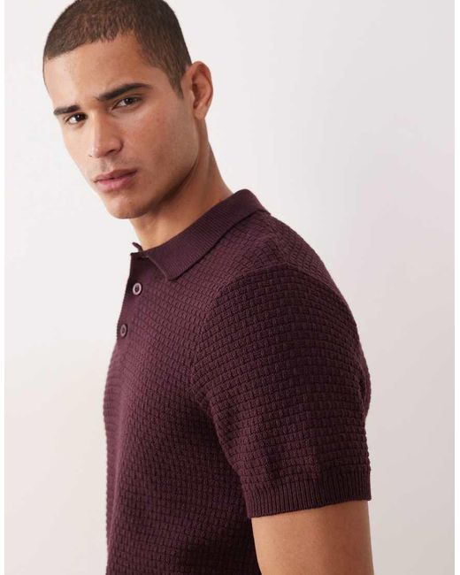 New Look Red Short Sleeve Knit Polo for men