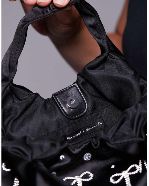 Borsa A Mano Nera Con Fiocchi di River Island in Gray