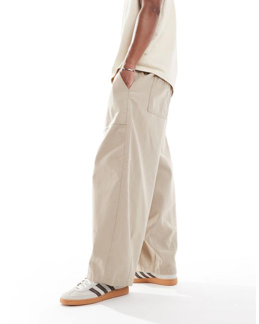 Cotton On Natural Cotton On baggy Balloon Fit Linen Trousers for men