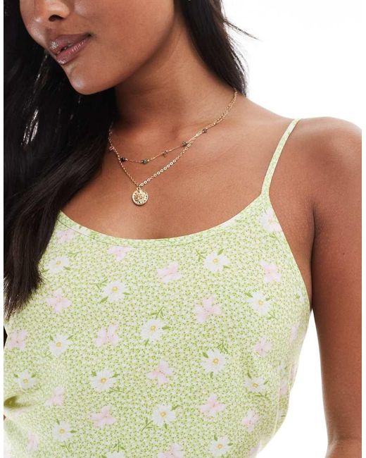 Miss Selfridge Green Strappy Scoop Neck Maxi Slip Dress