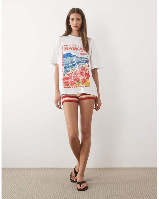 ASOS White Oversized T-Shirt With Hawaii Postcard Graphic