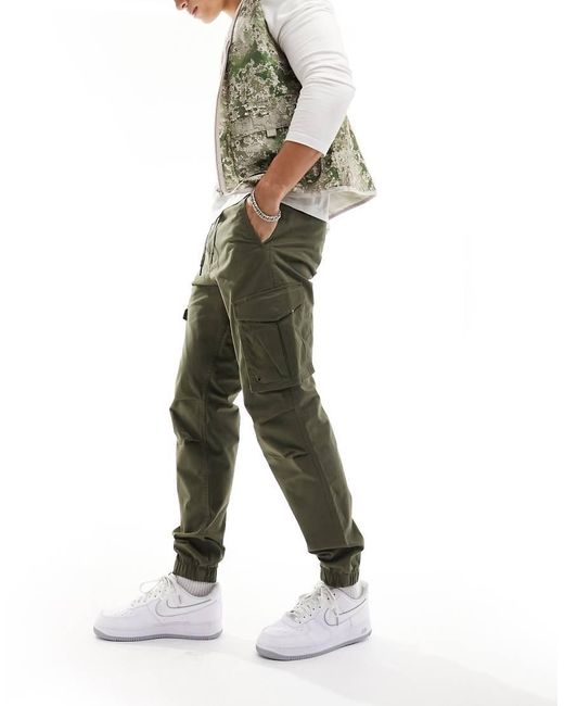 Jack & Jones Green Tapered Cuffed Cargo for men