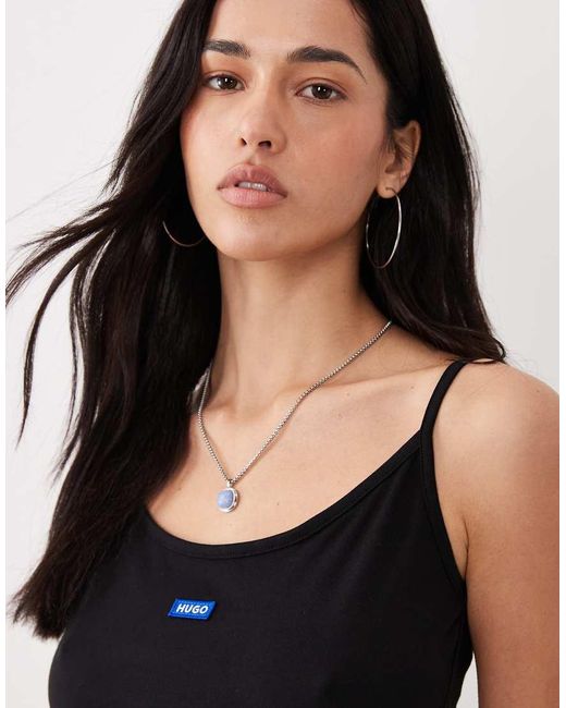 HUGO Blue Narya Box Logo Bodycon Dress