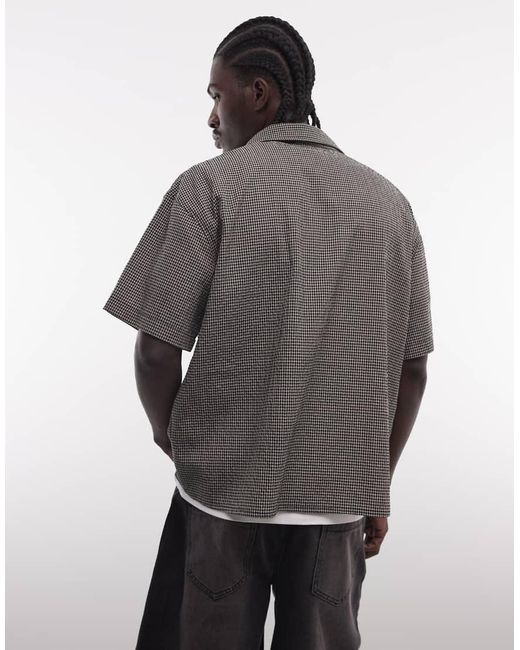 Liquor N Poker Gray Boxy Micro Check Shirt for men