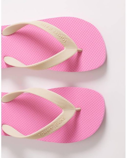 Tommy Hilfiger Pink Chunky Flip Flops With Logo